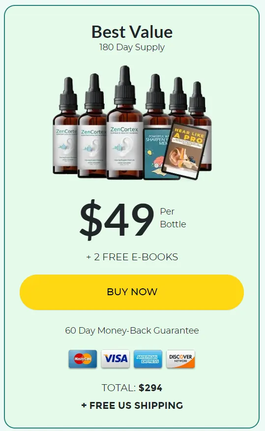 zencortex six bottles 180 day supply